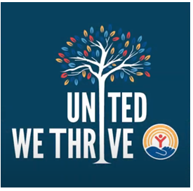 Photo of United Way logo and its 2024 campaign themed "United We Thrive"