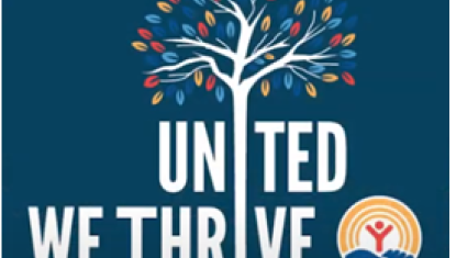 Photo of United Way Logo and its 2024 campaign themed "United We Thrive"